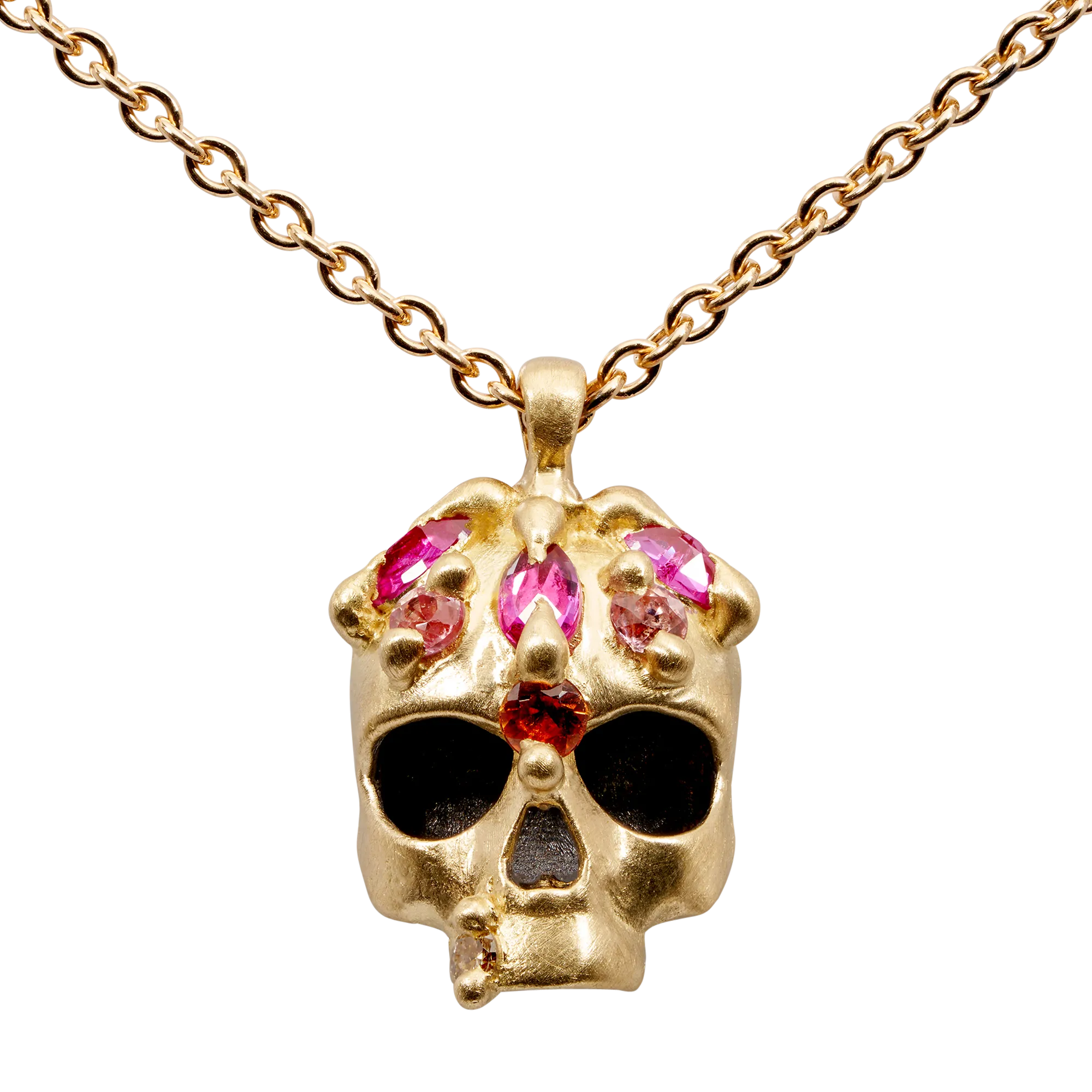 Pink Enchanted City Skull Necklace - Made to Order