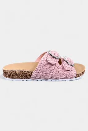 Pink Knit Slip On Sandals