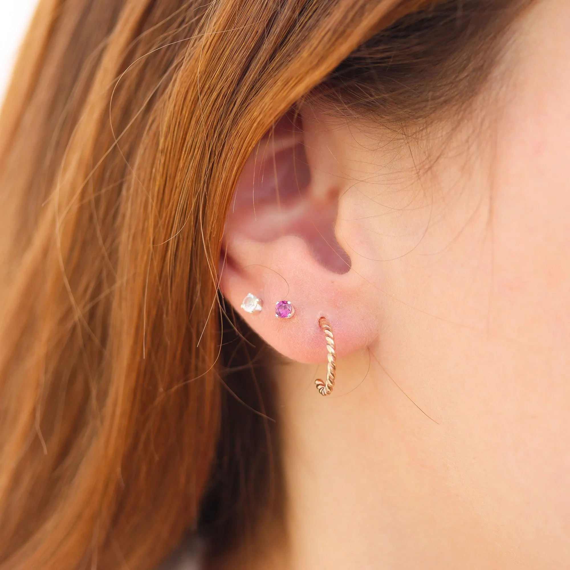 Pink Sapphire Mini Studs