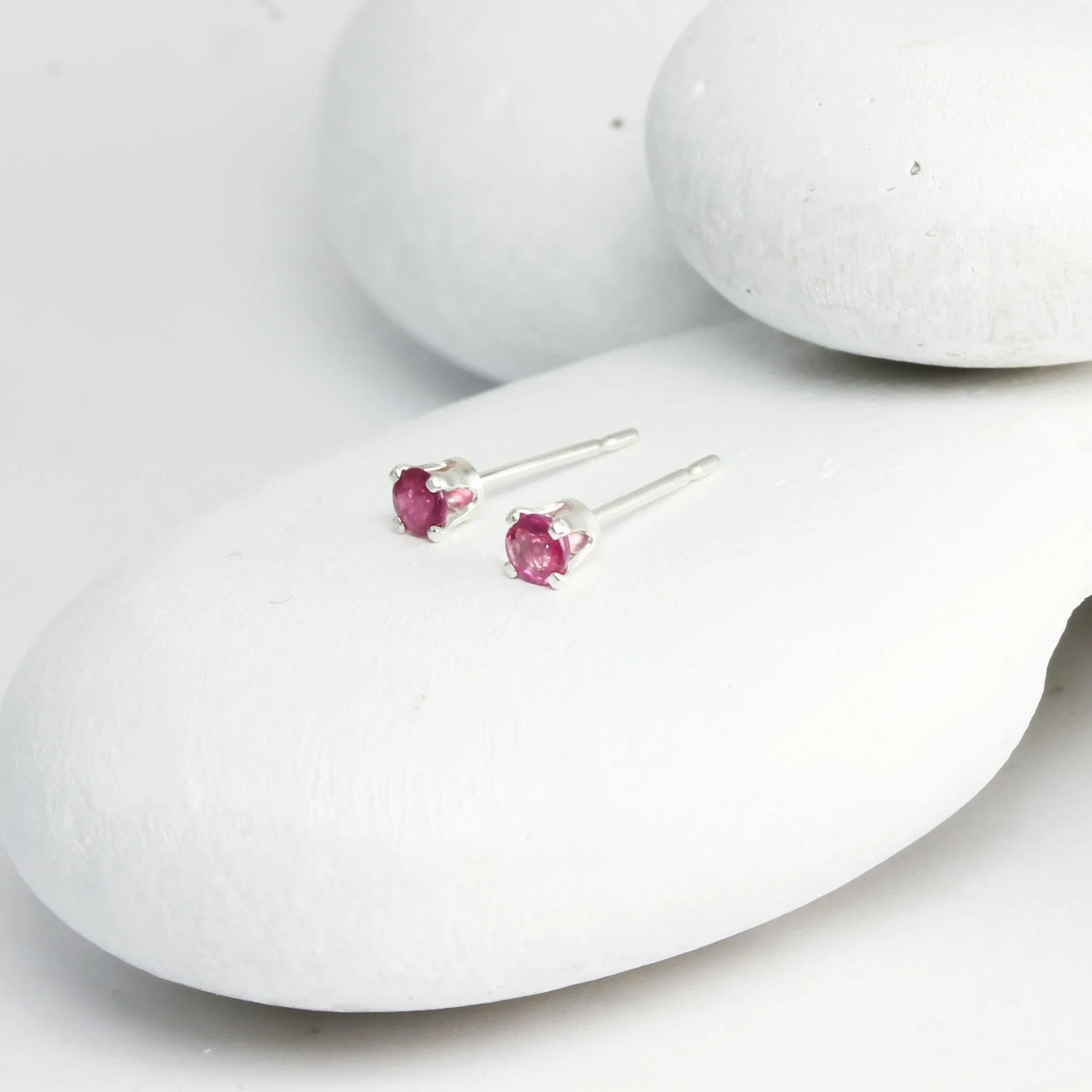 Pink Sapphire Mini Studs