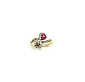 Ruby & Diamond Swirling Bypass Ring