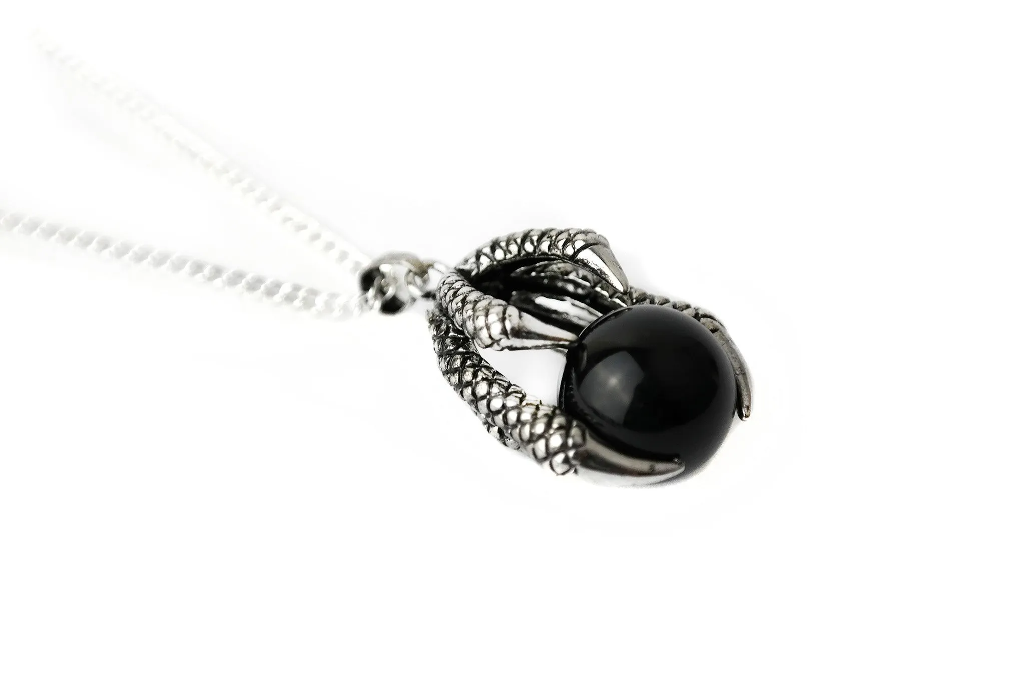 Silver Onyx Claw Necklace