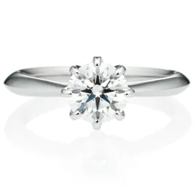 Six Prong Solitaire Round Brilliant Engagement Ring [Setting Only] - EC008 With 0.16 Carat Round Shape Natural Diamond