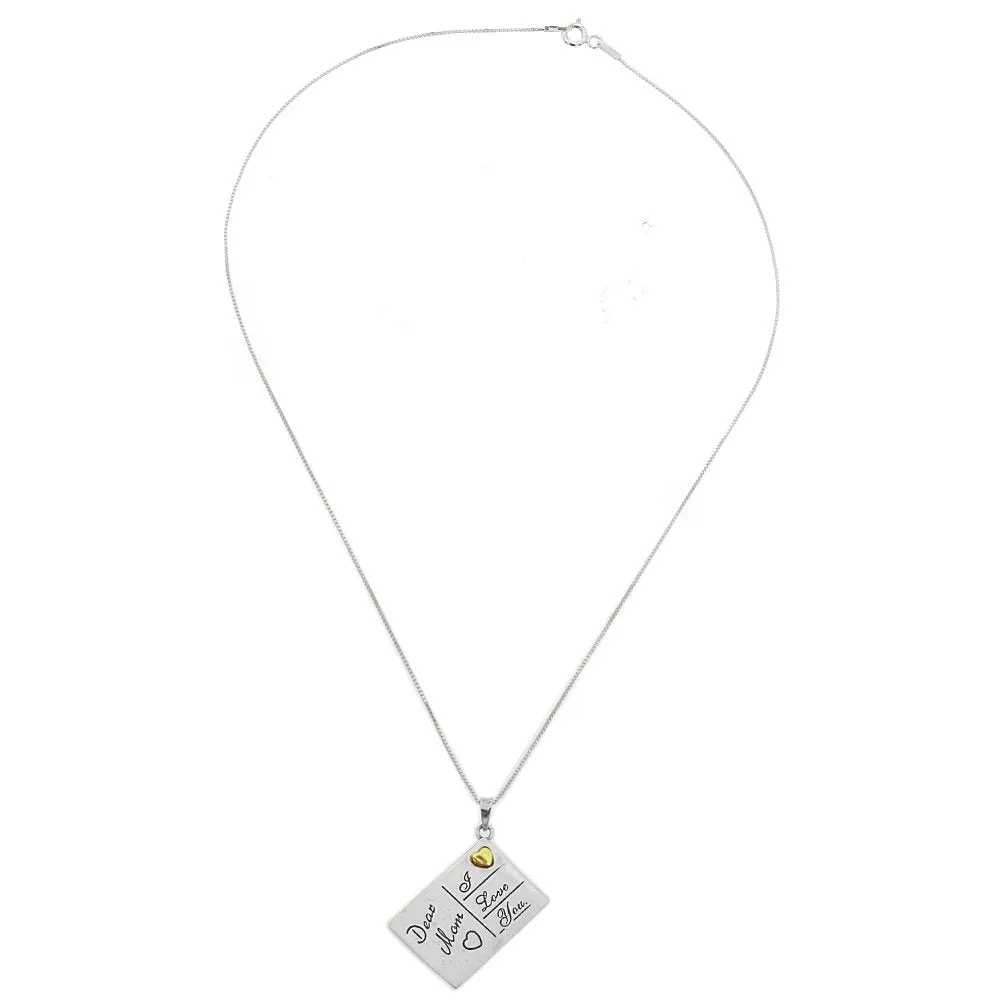 Square Plate pendant with Dear Mom, I Love You Necklace