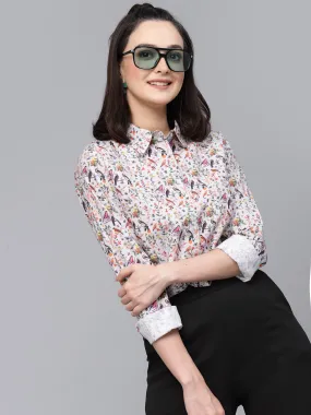 Style Quotient Women Floral Printed Grey And Multi Regular Formal Shirt