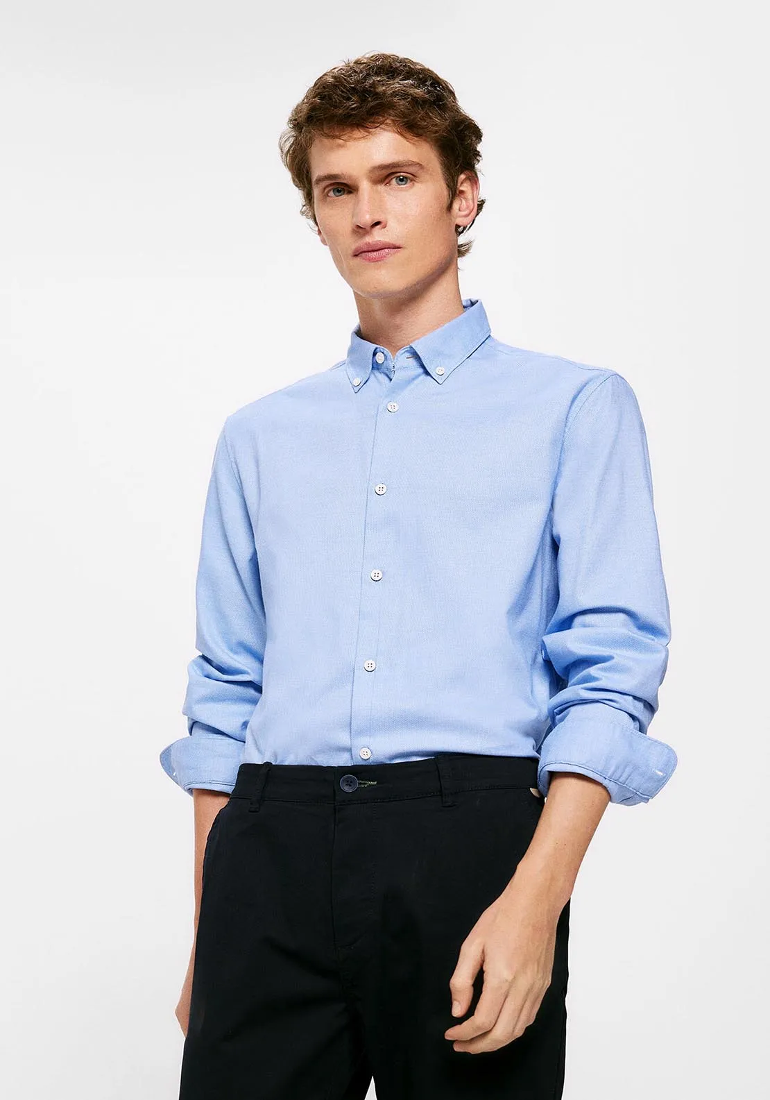 Textured coloured shirt - Blue