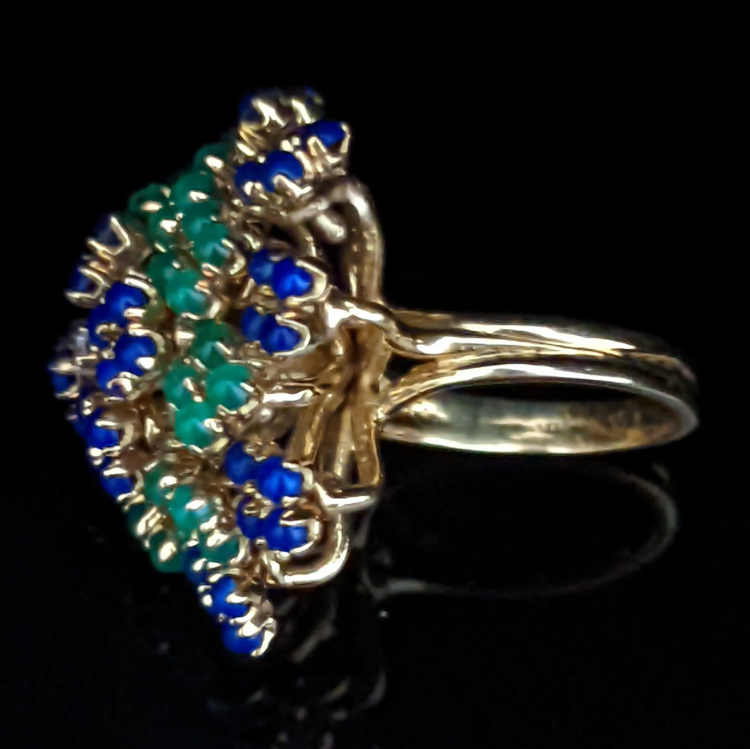 The Ariel - En Tremblant Retro Era Diamond Gemstone 18k Gold Cocktail Ring