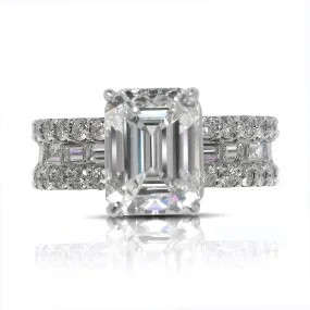 TORA 7 CARAT EMERALD CUT H COLOR VVS1 CLARITY DIAMOND ENGAGEMENT RING PLATINUM  GIA CERTIFIED 4 CT H VVS1 BY MIKE NEKTA