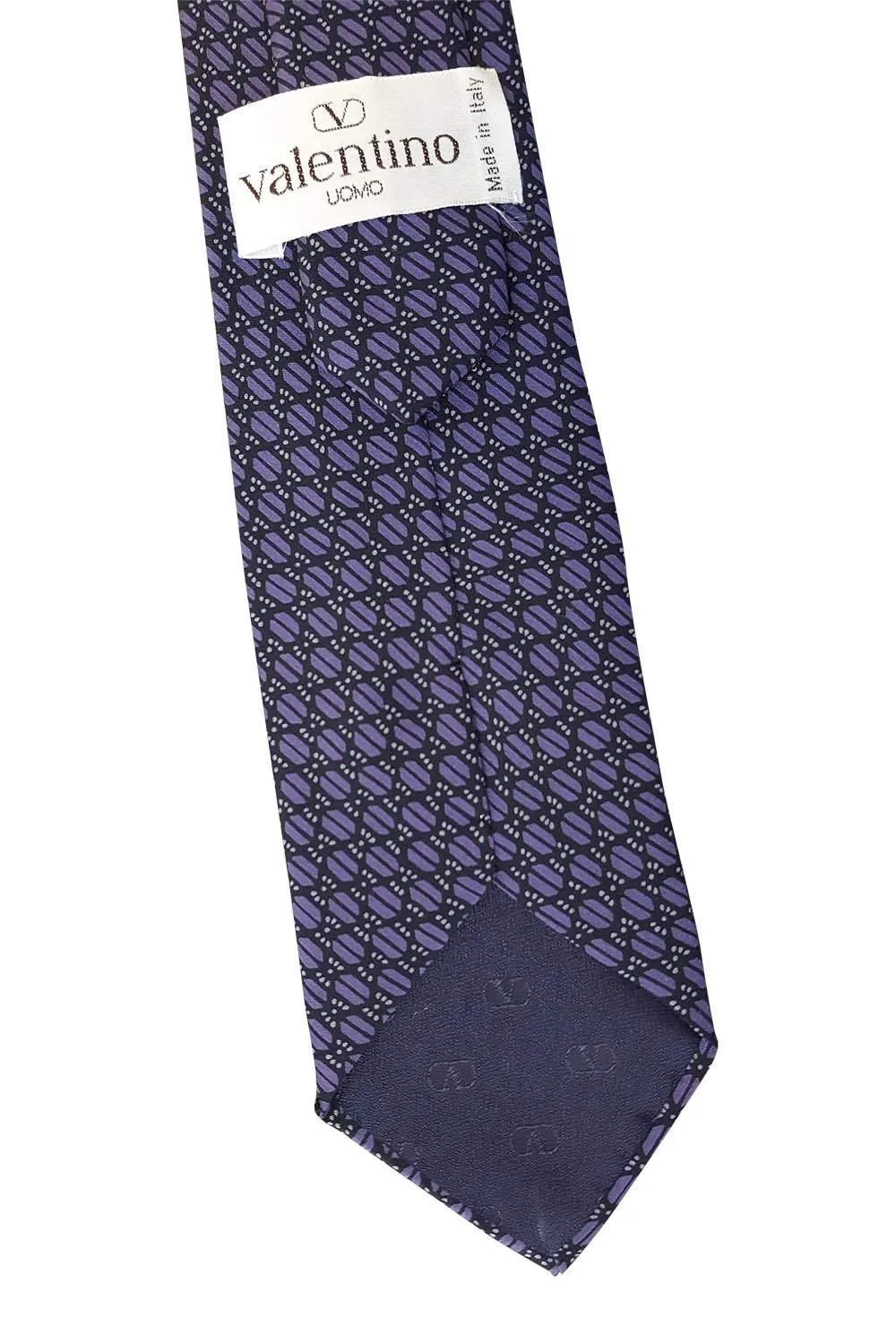 VALENTINO Vintage 100% Silk Purple Geometric Print Tie (55)